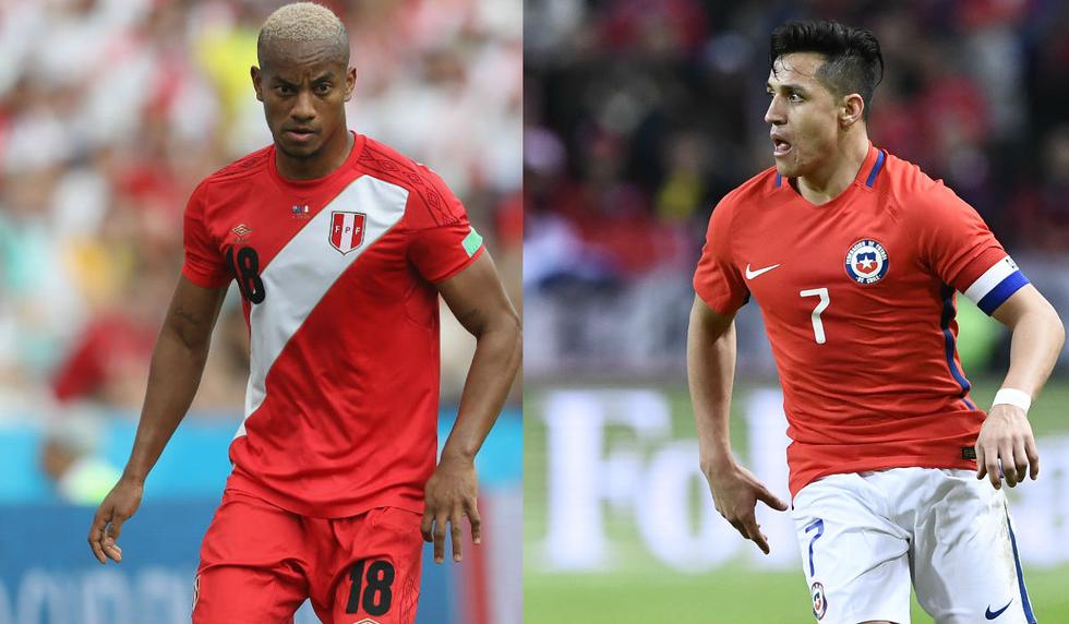 El portal Transfermarkt asegura que la selección de Perú está valorizada en 46, 15 millones de euros, mientras que la selección de Chile tiene un valor de 158,38 millones de euros. (Foto:Getty)