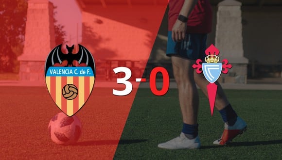 Valencia golea 3-0 como local a Celta