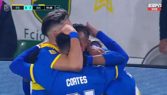 Luis Vázquez anotó el gol de la victoria de Boca Juniors ante Defensa y Justicia. (Foto: Captura ESPN)