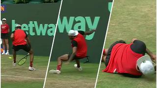 El lujo costó caro: Kyrgios sufrió accidente al rematar entre las piernas [VIDEO]