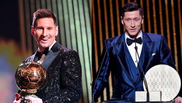 Lionel Messi y Robert Lewandowski formaron parte del podio del Balón de Oro (Foto: Composición - Agencias)