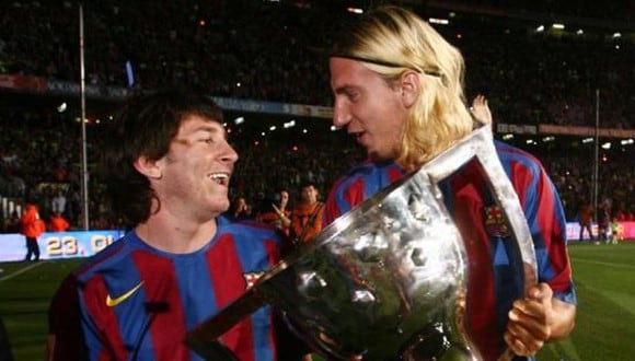 Maxi López, en compañía de Lionel Messi, logró ganar la UEFA Champions League 2005-06 con el FC Barcelona. (Foto: Getty)
