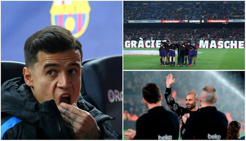 Las primeras postales de Coutinho en el Camp Nou y la emotiva despedida a Javier Mascherano. (Getty Images / AFP / Reuters)