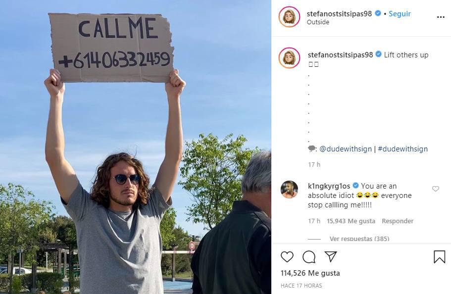 La broma de Stefanos Tsitsipas  a Nick Kyrgios. (Foto: Instagram)