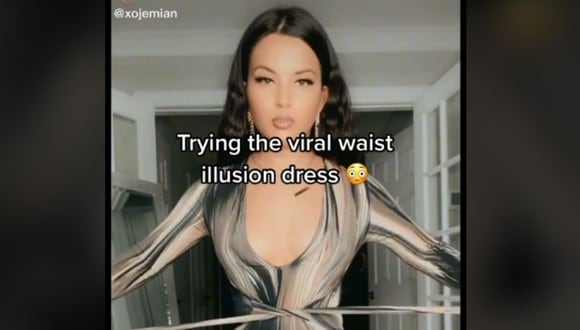 Este vestido tiene una ilusión óptica que está poniendo de cabeza las redes sociales. (Foto: @xojemian / TikTok)