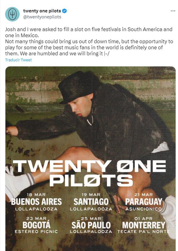 Twenty One Piltos will arrive in Latin America (Photo: Twenty One Piltos/Twitter)