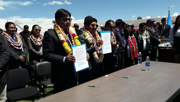 Binacional firmó convenio con Gobierno Regional de Puno. (Foto: Alan Mayta)