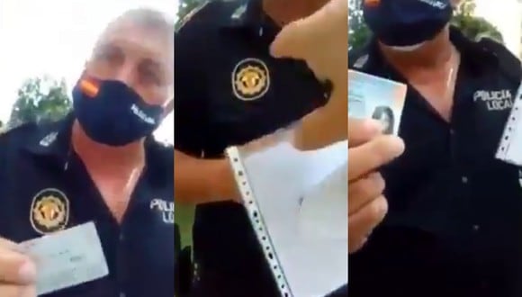 Un video viral muestra a un paciente policía en España lidiando con una mujer que no quería ser multada por no llevar puesta la mascarilla. | Crédito: @Politeia_Cat / Twitter.