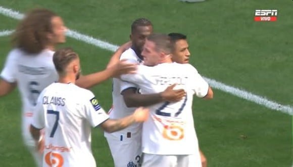 Gol de Alexis Sánchez para el 3-0 de Marsella vs. Niza. (Captura: ESPN)