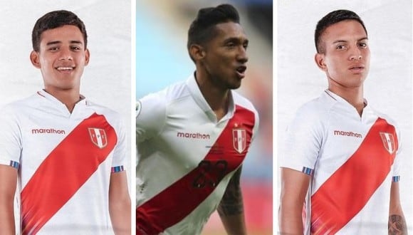 Jhilmar Lora, Martín Távara y Christofer Gonzales, los jugadores de Sporting Cristal convocados a la selección. (Foto: FPF / Collage)