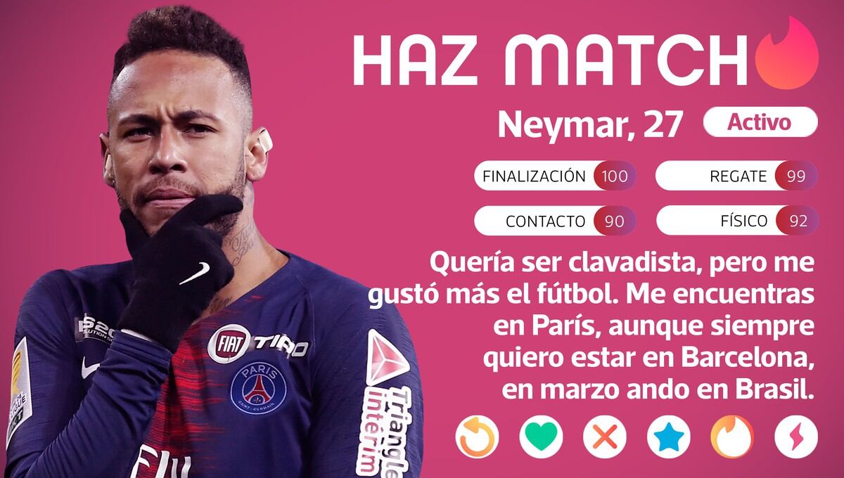 Tinder de Neymar. Haz match. (Diseño: Depor)