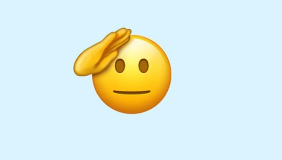 Saluting Face se le conoce al emoji de la carita con la mano en la frente en WhatsApp. (Foto: Emojipedia)