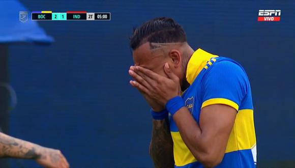 Sebastián Villa marcó el 2-1 de Boca Juniors vs. Independiente. (Foto: Captura de ESPN)