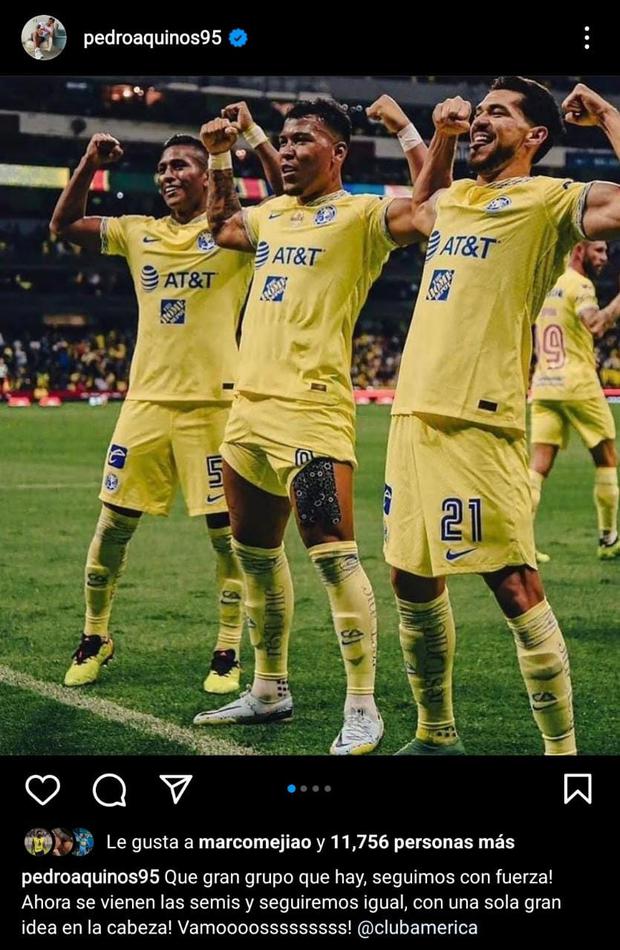 Pedro Aquino clasificó a semifinales con América en Liga MX. (Instagram)