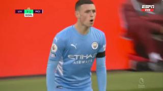 Medio gol es de Gabriel Jesus: Foden hizo el 1-1 en el Manchester City vs. Liverpool [VIDEO]