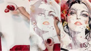 Alucinante: mujer pintó un retrato solo con vino tinto y resultado sorprendió a millones en redes sociales [VIDEO]
