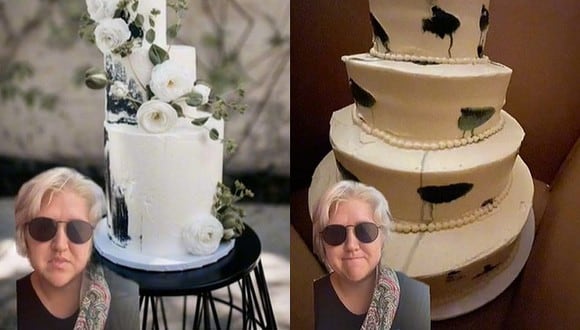 La torta que la pastelería les entregó no se parecía en nada al original. El video se volvió viral. (Foto: @agwright1231 TikTok)