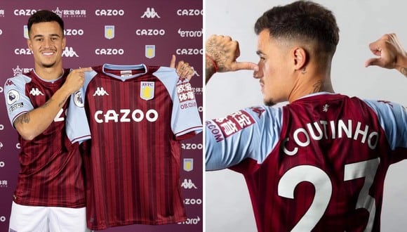 Coutinho posó con la camiseta del Aston Villa, su nuevo club. (Foto: Aston Villa)