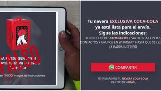 Evita ser estafado en WhatsApp: el nuevo engaño de la nevera gratis de Coca Cola