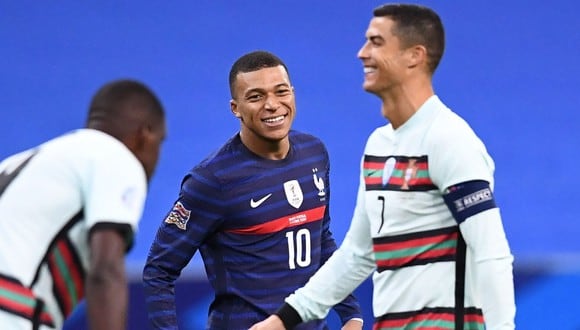 Kylian Mbappé y Cristiano Ronaldo se enfrentarán en la Eurocopa 2021. (Foto: AFP)