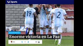 Algarabía ‘albiceleste’: la reacción de la prensa argentina tras el triunfazo en La Paz [FOTOS]