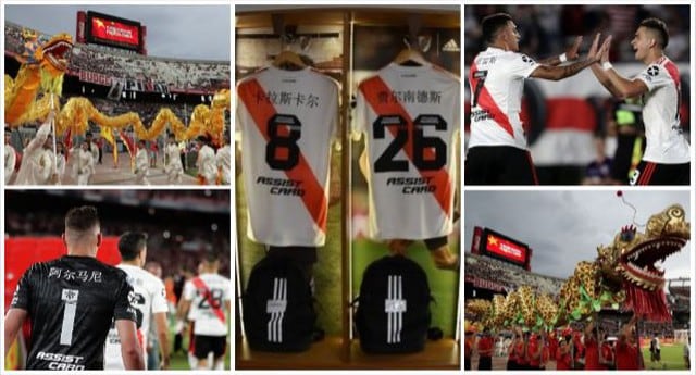 Las postales del homenaje de River Plate por el Año Nuevo Chino en duelo ante Banfield. (Foto: River Plate / AFP)