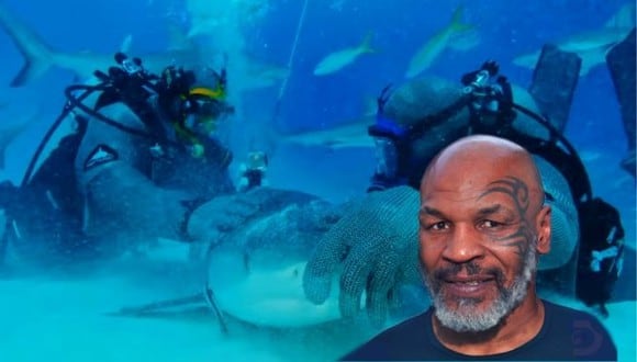 Mike Tyson supera desafío al nadar en aguas infestadas de tiburones