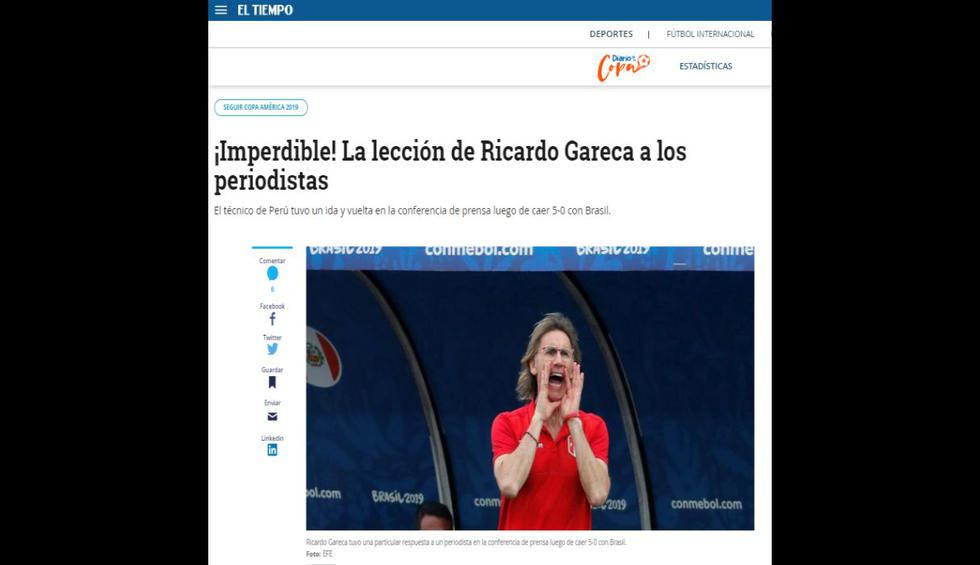 Así reaccionó la prensa internacional, tras la conferencia de Ricardo Gareca. (Captura)