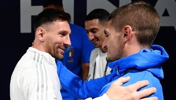 Lionel Messi y Marco Verratti, a un día de la Finalissima entre Argentina e Italia. (Foto: UEFA)