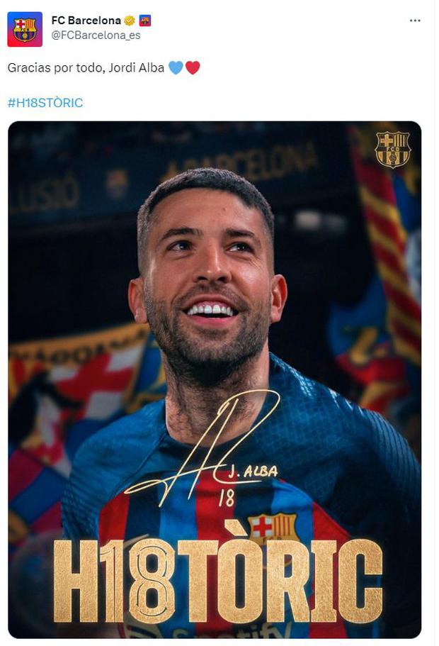 La despedida del Barcelona tras el anuncio de Jordi Alba.