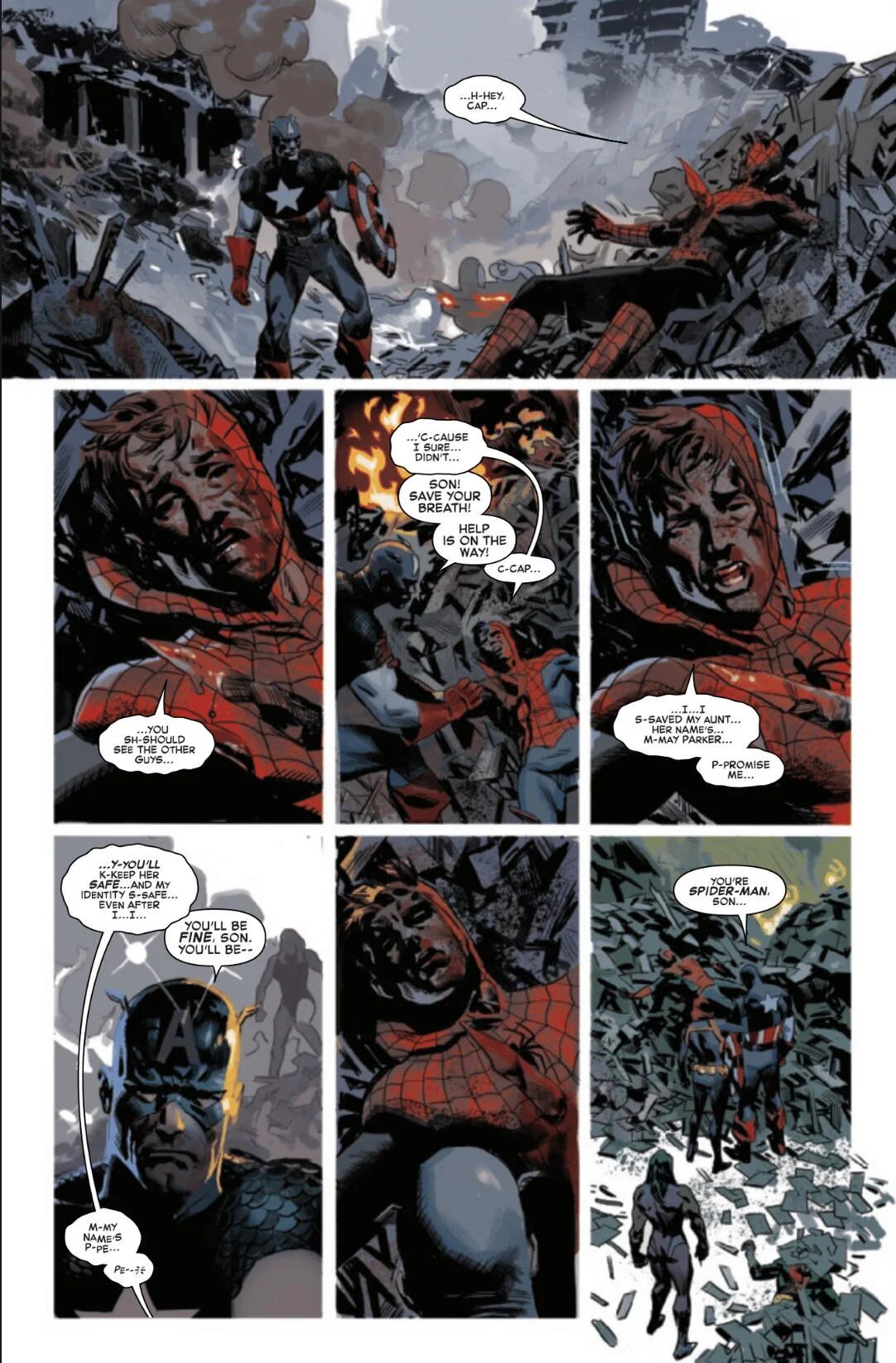 Spider-Man muere en el primer número de "Avengers: Twilight" (Foto: Marvel Comics)