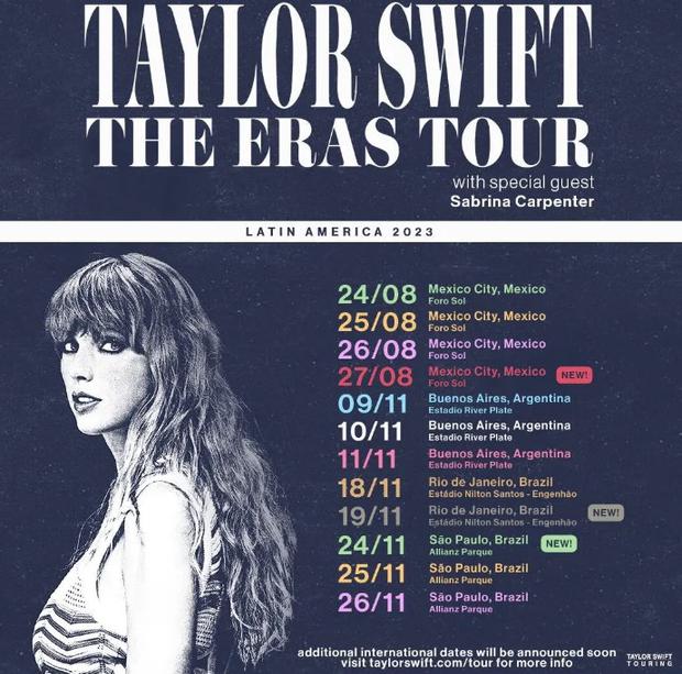 Póster oficial del tour de Taylor Swift (Foto: Taylor Swift tour)