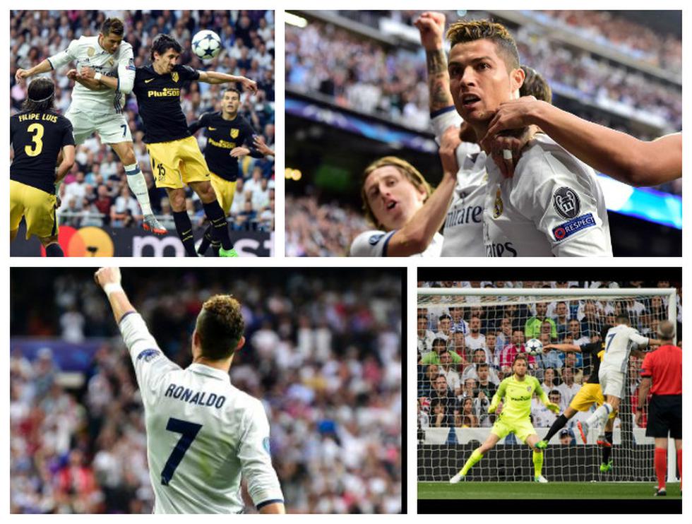 CuadroXcuadro y festejo del gol de Cristiano Ronaldo a Atlético de Madrid por Champions League. (AFP / Reuters / Getty)