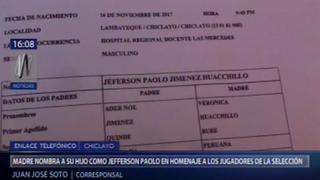 Selección Peruana: en Chiclayo padres nombraron a su bebé Jefferson Paolo