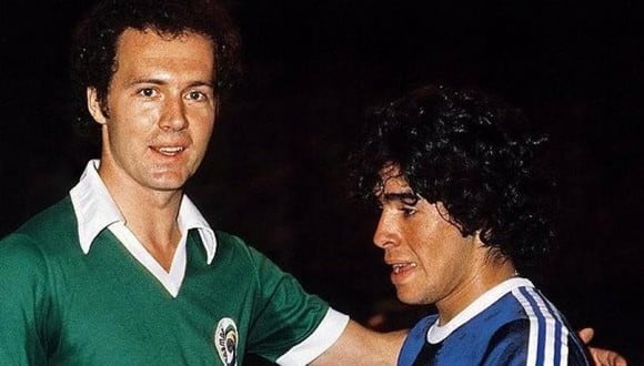 El primer encuentro entre Maradona y Beckenbauer fue en 1978, cuando el ‘Pelusa’ vestía la camiseta de la selección juvenil argentina y el germano la del New York Cosmos. (Foto: Ramiro Villa)