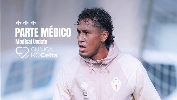 Renato Tapia será baja en Celta de Vigo las próximas semanas. (Foto: Celta de Vigo)