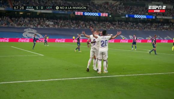 El doblete de Vinicius Junior para el 5-0 de Real Madrid vs. Levante. (Captura: ESPN)