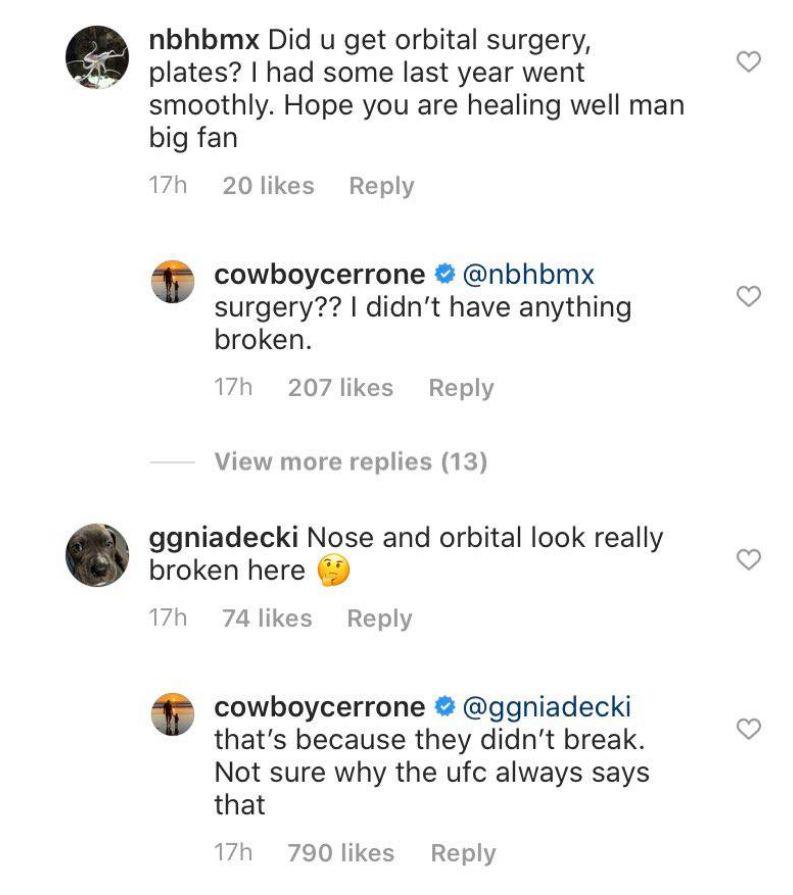 UFC: Donald Cerrone aclaró que no sufrió ninguna fractura en  su derrota contra Conor McGregor. (Instagram)