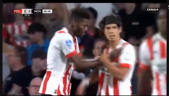 Erick Gutiérrez anotó el 2-2 de PSV vs. Mónaco por la Champions League. (Captura: Canal+)