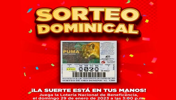 Lotería Nacional de Panamá del domingo 29 de enero (Foto: Lotería Nacional de Panamá).