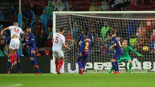 El transitorio 1-1: Pizarro silenció al Camp Nou con cabezazo en el Barcelona-Sevilla [VIDEO]
