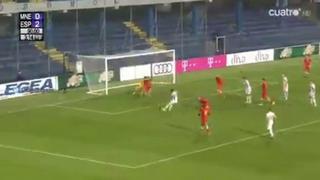 Ansu Fati casi marca un gol ante Montenegro en su debut con la Sub21