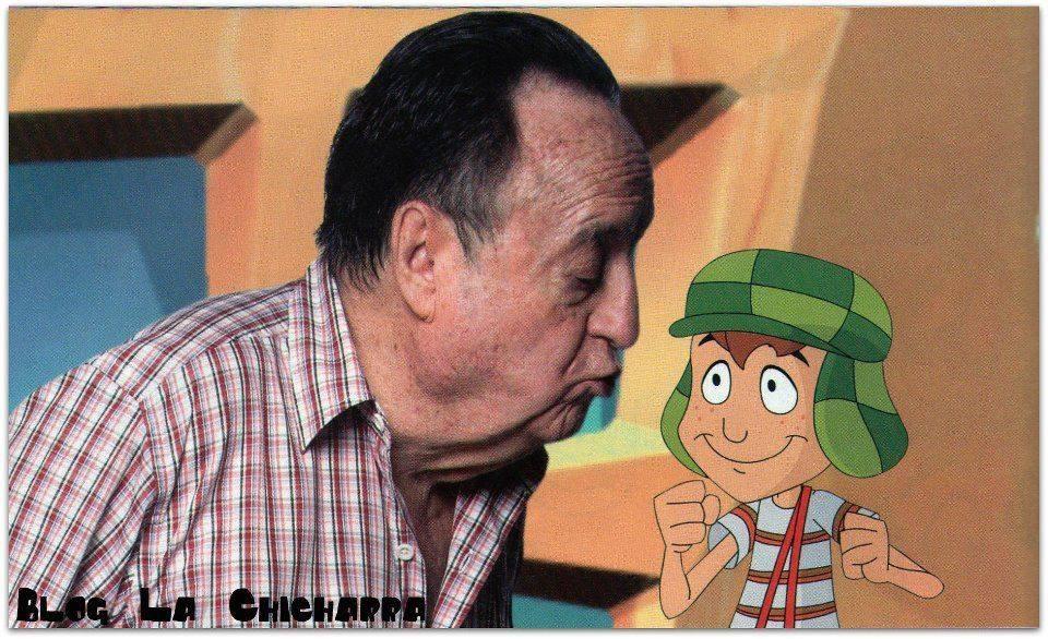 'Chespirito' junto a la versión animada de el Chavo del Ocho, su personaje más recordado. (Foto: Difusión)