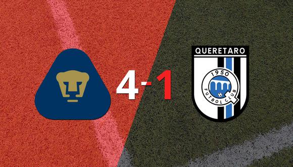 Pumas UNAM goleó 4-1 a Querétaro con doblete de Juan Dinenno
