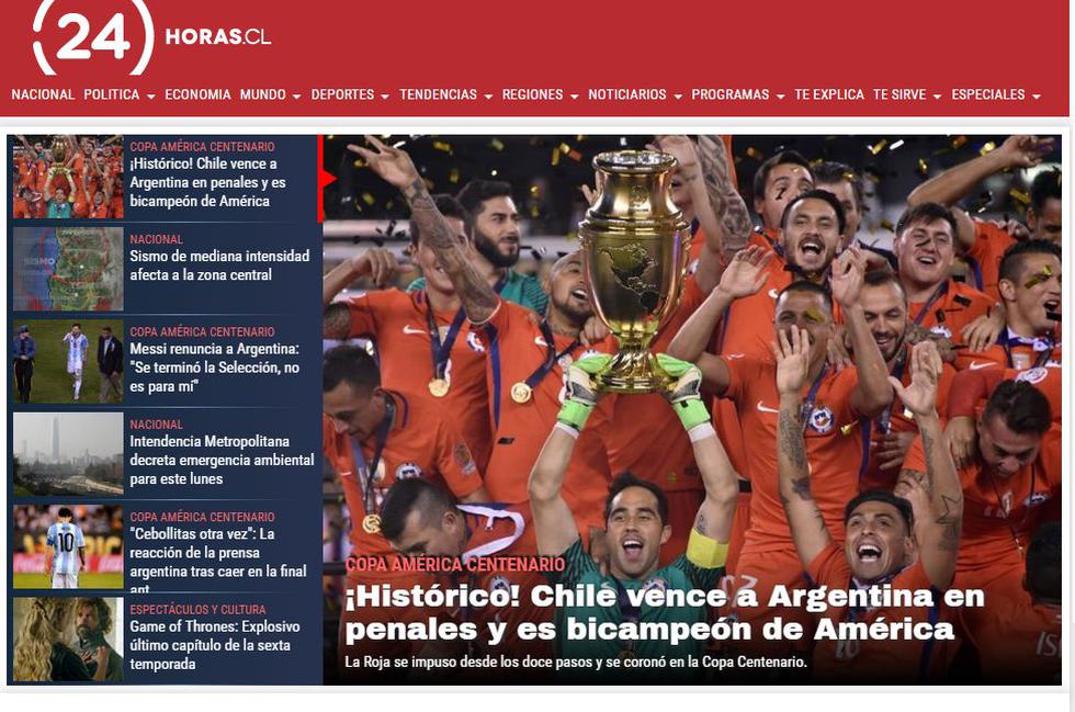 Chile campeón: así informaron sus medios locales el título de Copa América - 1