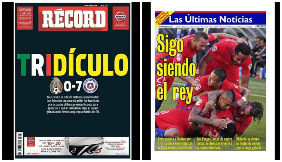 Mira las portadas que dejó la humillante goleada de Chile sobre México.
