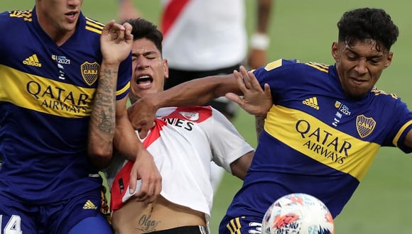 Boca Juniors empató 1-1 con River Plate en la Bombonera. El partido correspondió a la Copa de la Liga Profesiona por la quinta fecha y aquí te dejamos los videos para ver los goles. (Foto: AFP)