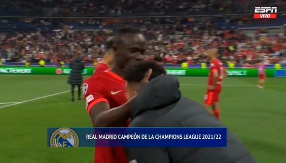 Sadio Mané consoló a Luis Díaz, tras perder la final de Champions League. (Captura: ESPN)