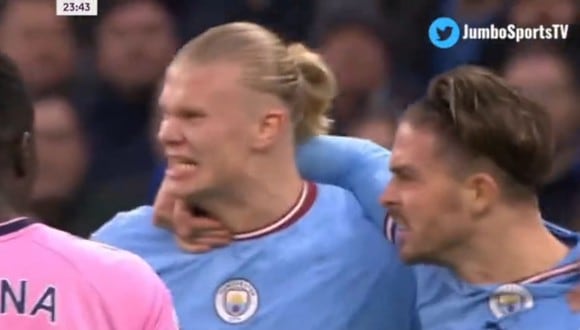 Erling Haaland anotó el 1-0 de Manchester City vs. Everton. (Captura: DirecTV)