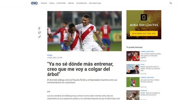Reacción internacional del Live de Guerrero y Farfán. (Captura)